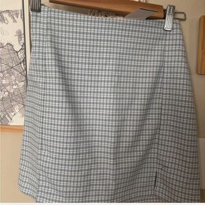 Brandy Melville blue white plaid mini skirt